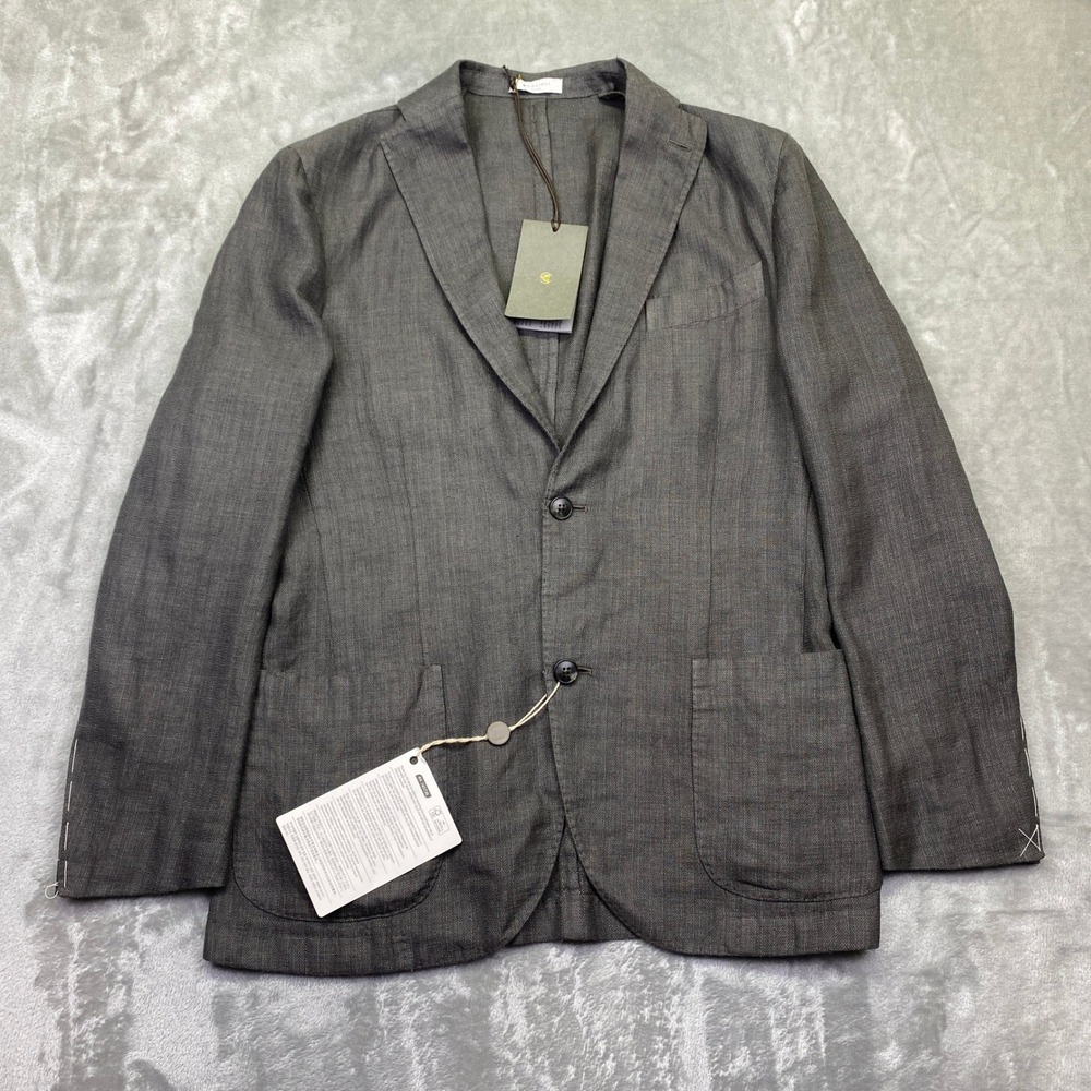 BOGLIOLI 50 K JACKET‎ Mens Charcoal Gray Wool Silk Linen Blend Blazer Sz 46R NWT